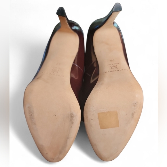 Brian Atwood MANIAC Patent Leather Glass Platform Heels Pumps Shoe Deep Burgundy - Picture 11 of 12